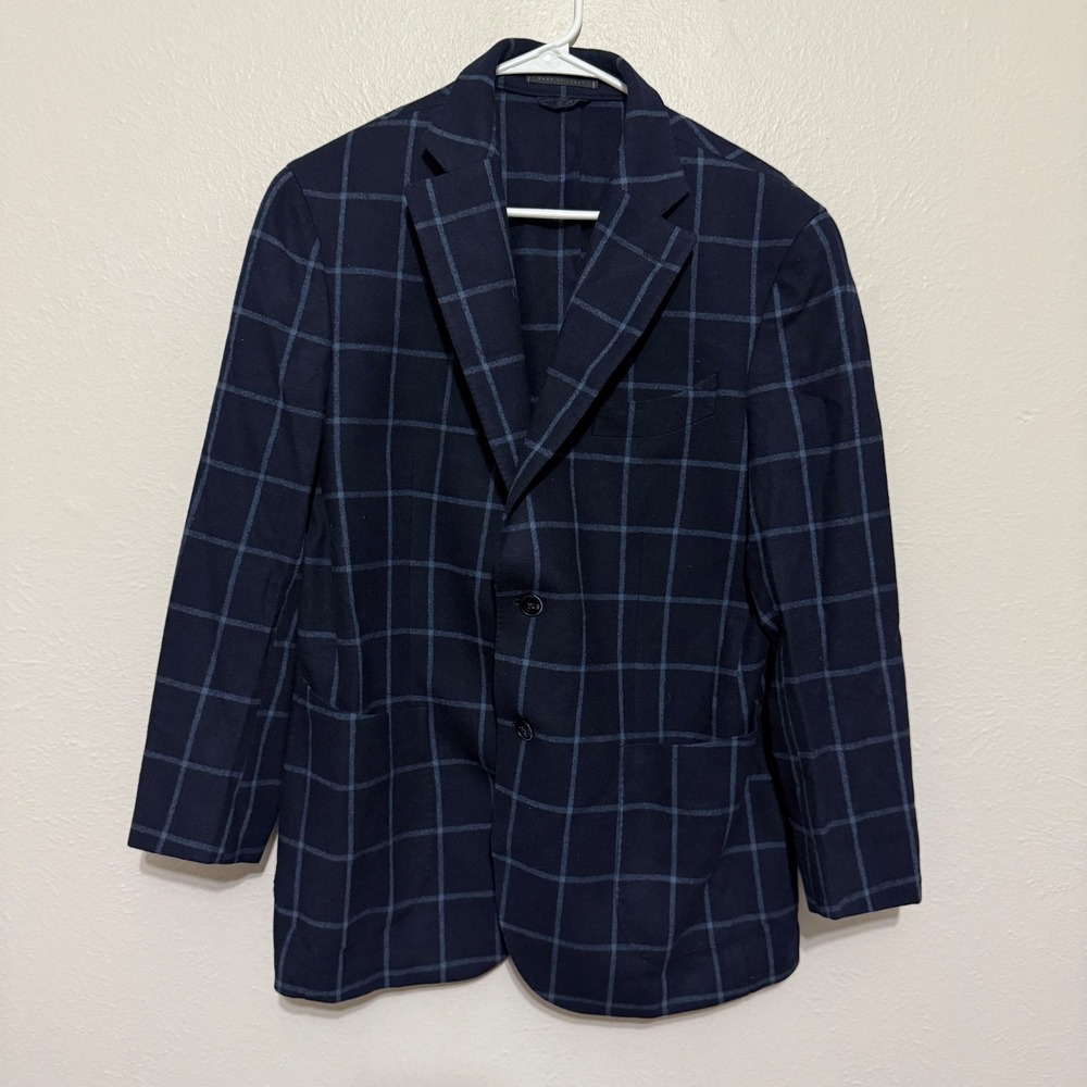 L.B.M. 1911 Limited Edition Blue Check Textured Wool Sport Coat Blazer 42R